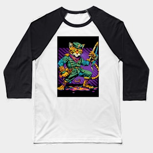 Stylish Psychedelic Cat Baseball T-Shirt